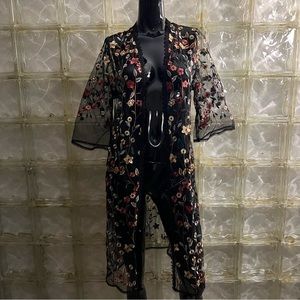 Long Floral Duster Kimono Cardigan